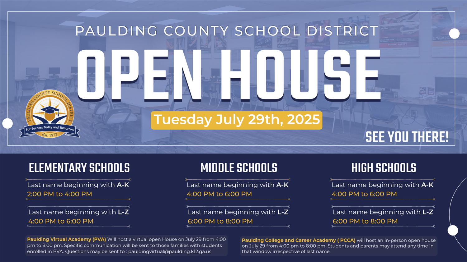 Open House Schedule